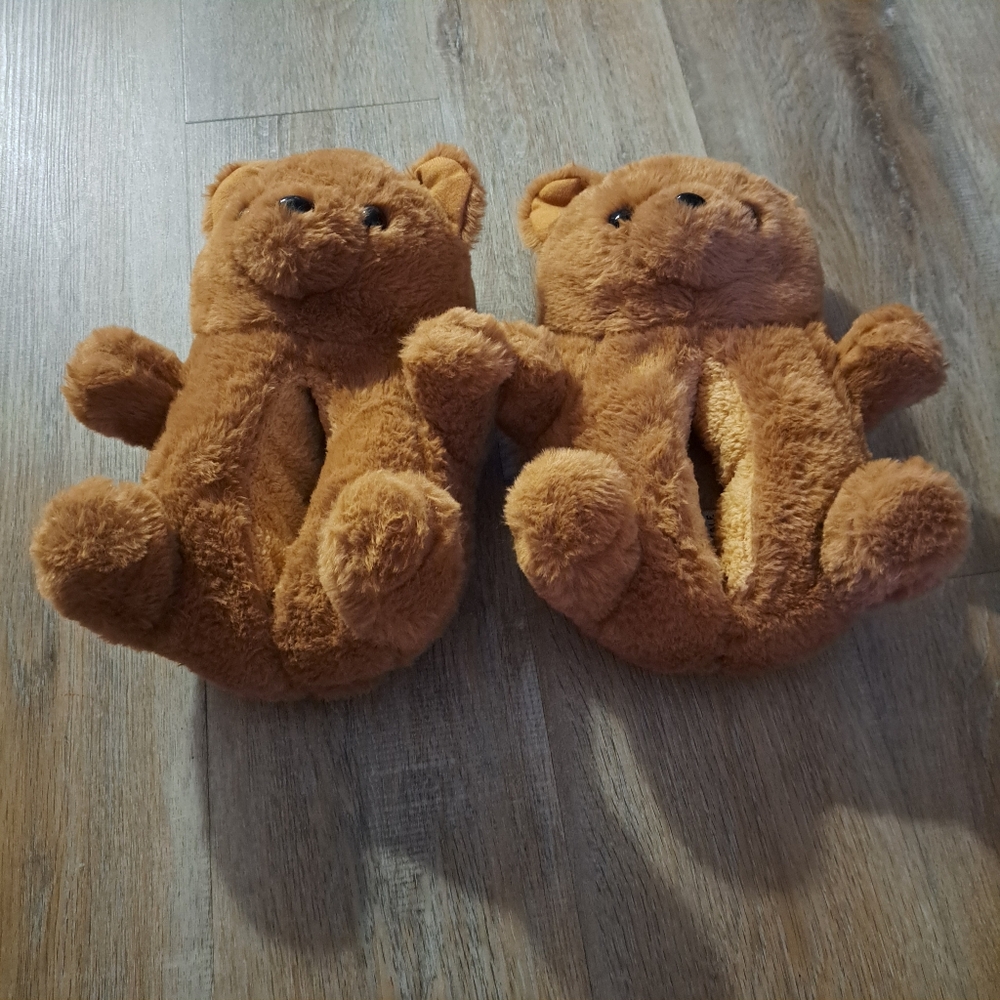 Cozy Aeropostale Brown Teddy Bear Slippers
